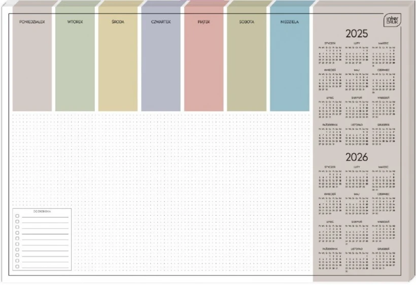 	 Podkładka na biurko Interdruk Colour, z kalendarzem 2025/2026, 590x400mm, 30 kart
