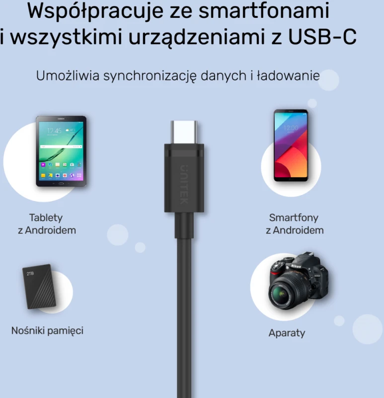 	 Kabel USB-A - USB-C 3.1 Unitek, 0.5m, czarny