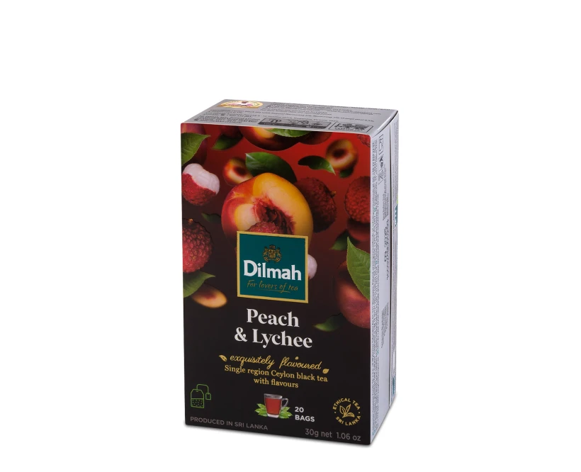 Herbata czarna w torebkach Dilmah Peach &amp; Lychee, brzoskwinia i liczi, 20 sztuk x 1.5g