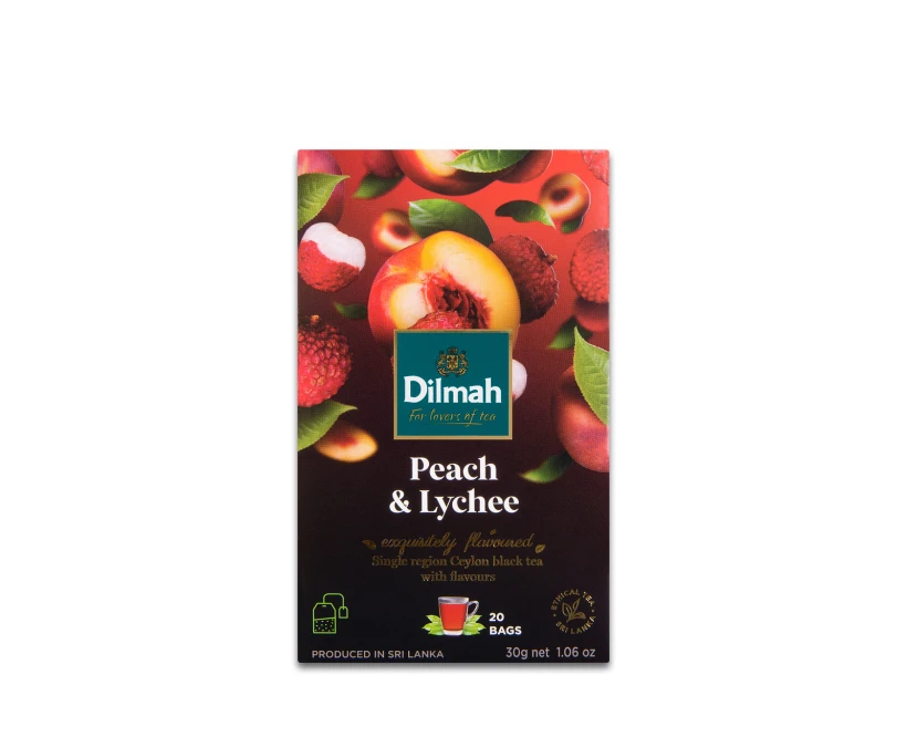 Herbata czarna w torebkach Dilmah Peach &amp; Lychee, brzoskwinia i liczi, 20 sztuk x 1.5g