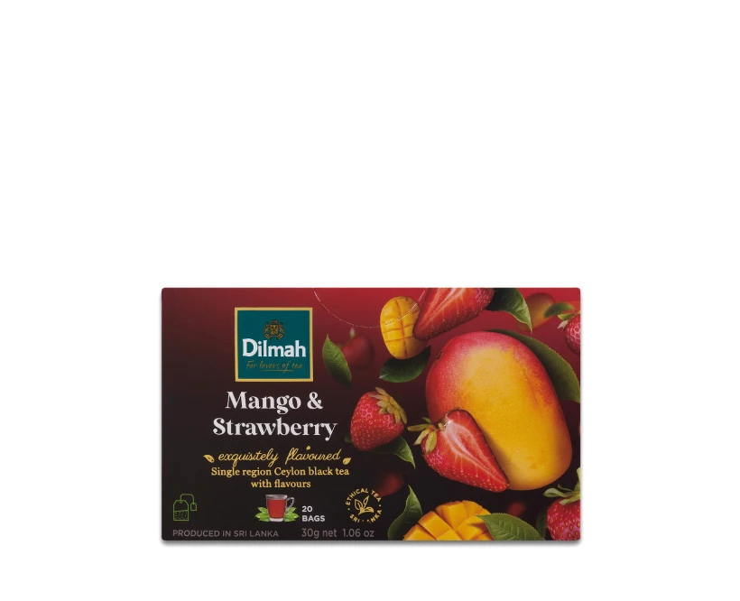 Herbata czarna aromatyzowana w torebkach Dilmah, mango i truskawka, 20 sztuk x 1.5g