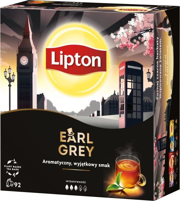 Herbata Earl Grey w torebkach Lipton, 92 sztuki x 1.5g