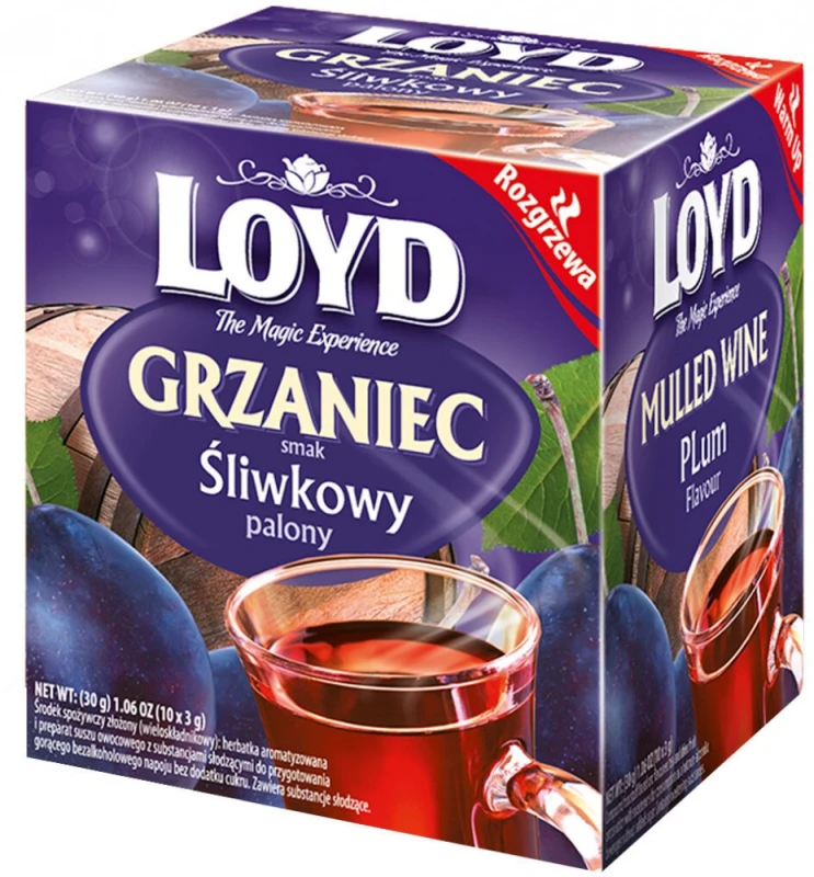 Herbata czarna aromatyzowana w kopertach Loyd Grzaniec, śliwkowy, 10 sztuk x 3g