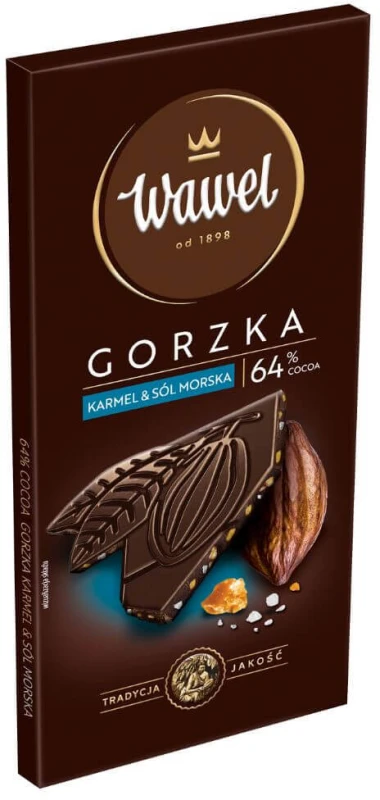 Gorzka czekolada Wawel Premium 64%, skórka pomarańczy, 90g