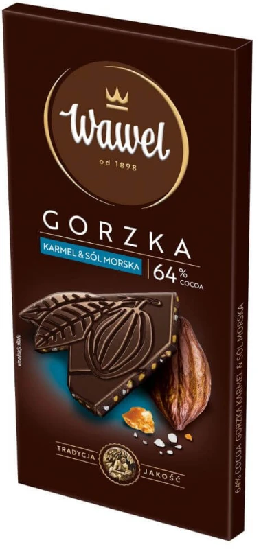 Gorzka czekolada Wawel Premium 64%, skórka pomarańczy, 90g