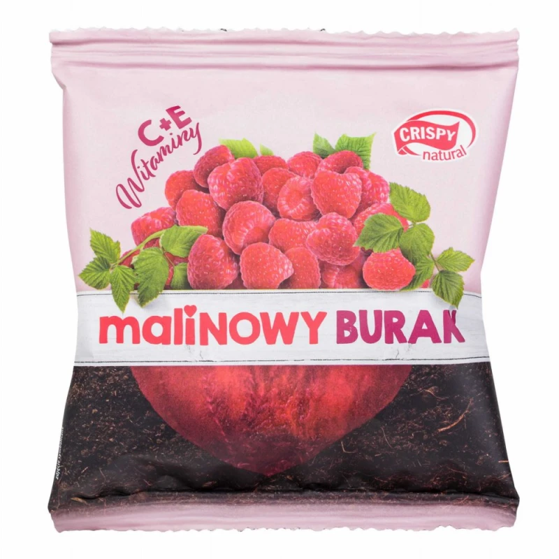 Chipsy z buraka Crispy Natural Burak Malinowy, z sokiem malinowym, 18g