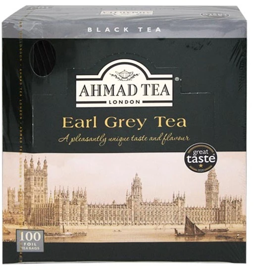 Herbata Earl Grey czarna w kopertach Ahmad Tea, 100 szt x 2g