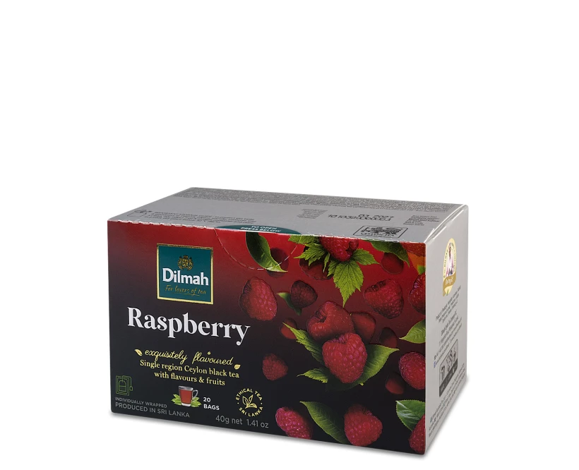 Herbata czarna aromatyzowana w kopertach Dilmah Raspberry, malina, 20 sztuk x 2g