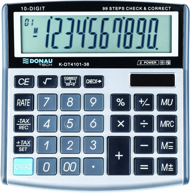 Kalkulator biurowy Donau Tech, 10-cyfr, srebrny