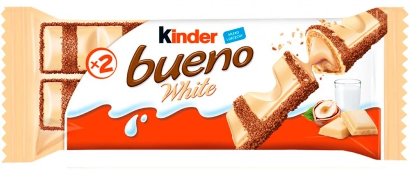 Baton Kinder Bueno White, z nadzieniem mleczno-orzechowym, 39g, 30 sztuk