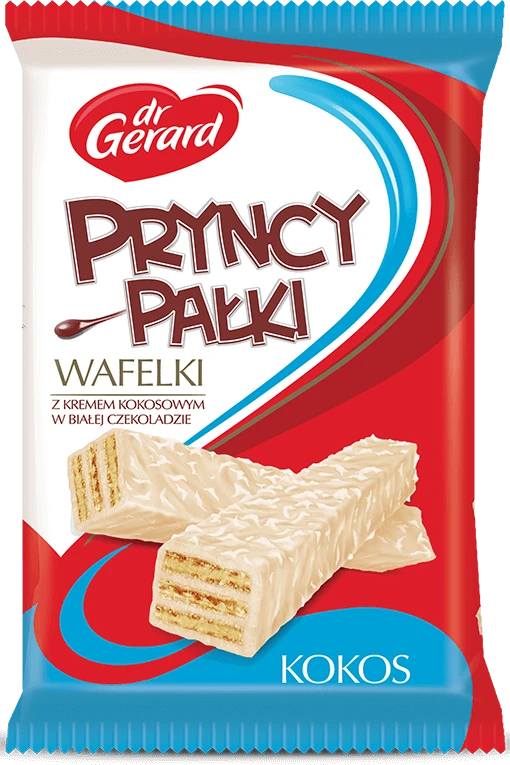 Wafle Pryncypałki Dr.Gerard, w białej czekoladzie, kokosowy, 200g