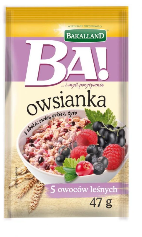 Owsianka z 5 owocami leśnymi Bakalland, 47g