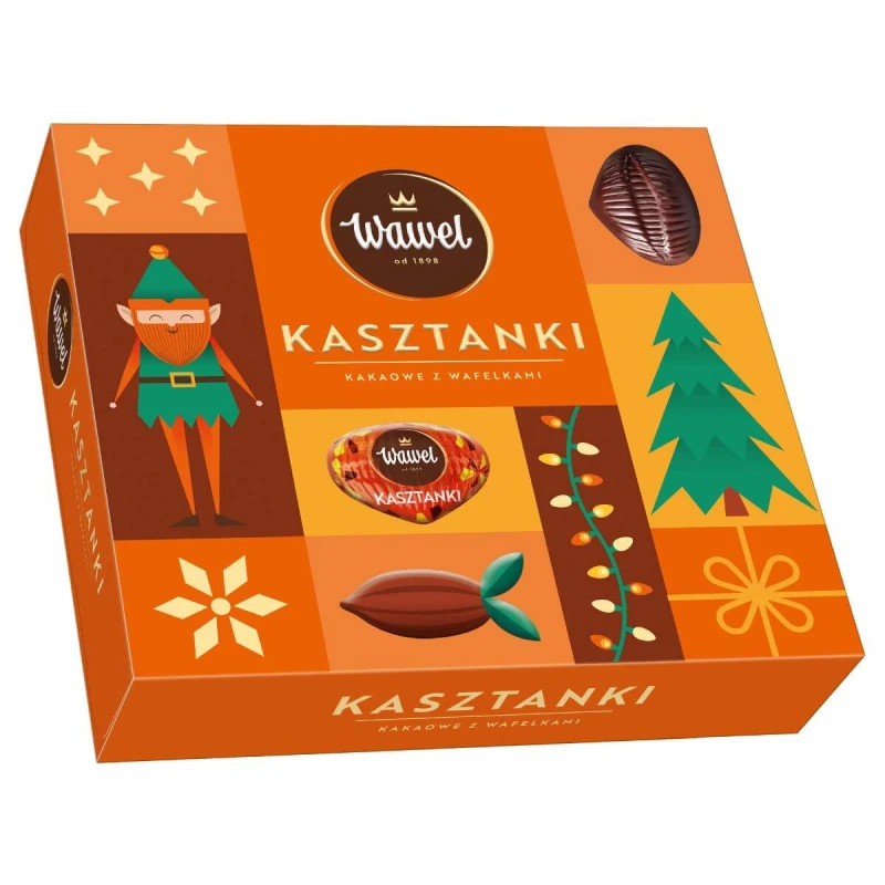 Bombonierka Wawel Kasztanki, kakaowy z wafelkami, 330g