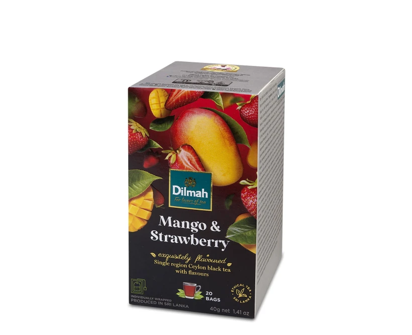 Herbata czarna aromatyzowana w kopertach Dilmah Mango &amp;Strawberry, truskawka i mango, 20 sztuk x 2g