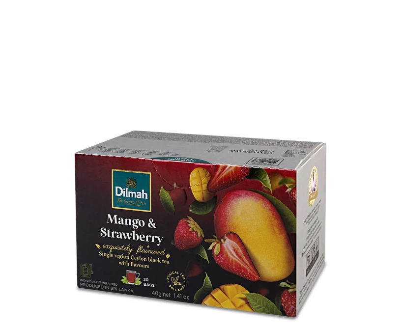 Herbata czarna aromatyzowana w kopertach Dilmah Mango &amp;Strawberry, truskawka i mango, 20 sztuk x 2g