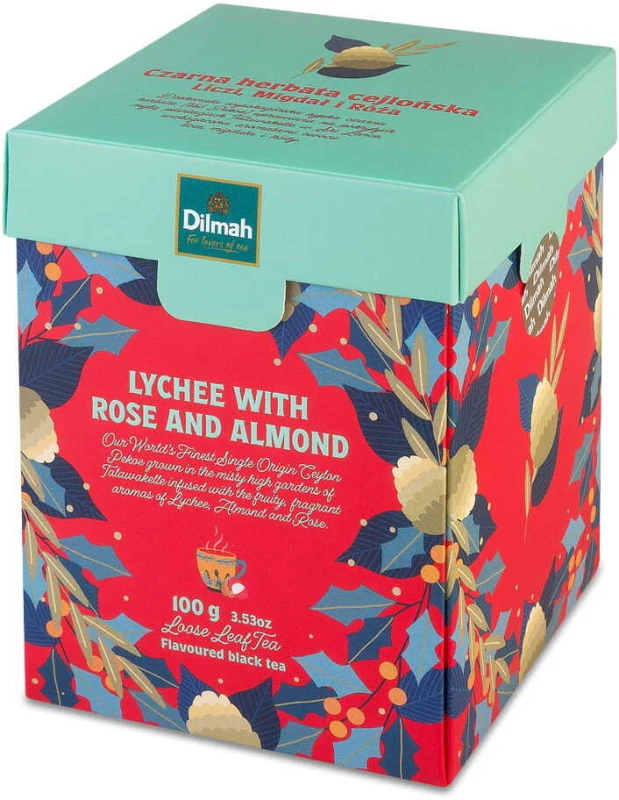 Herbata czarna aromatyzowana liściasta Dilmah Lychee, Rose &amp; Almond, 100g