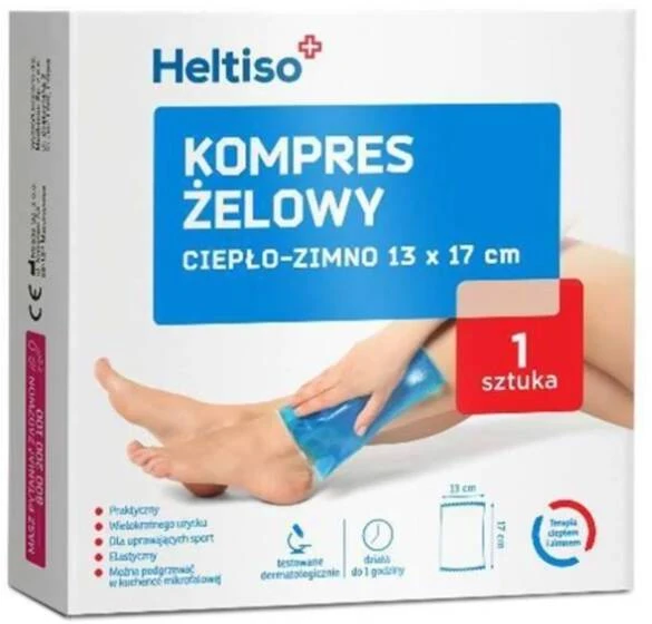 Kompres żelowy Heltiso, ciepło-zimno, 13cm x 17cm, 1 sztuka