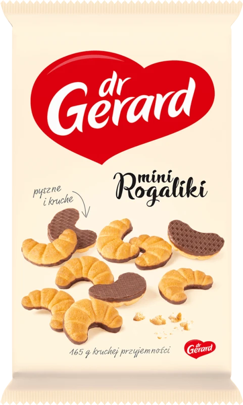 Ciastka kruche Dr Gerard mini rogaliki, maślany, z polewą kakaową,165g