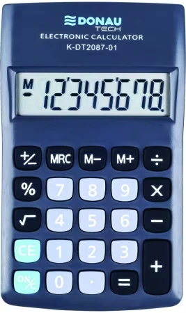 Mały kalkulator kieszonkowy Donau Tech, 8-cyfr, 116x68x18 mm, czarny