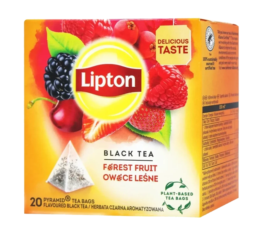 Herbata owocowa w piramidkach Lipton, owoce leśne, 20 sztuk x  1.7g