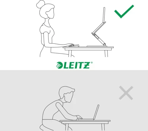 Podstawka pod laptopa Leitz Ergo, 80% plastiku z recyklingu, 258x45x253mm, ciemnoszary