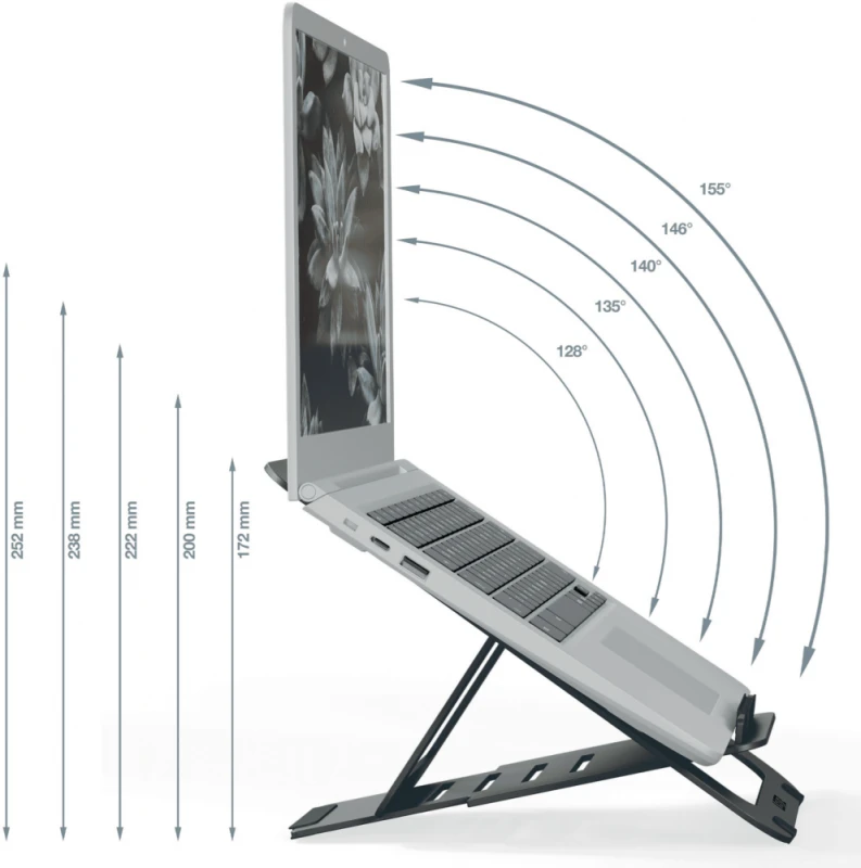 Podstawka pod laptopa Leitz Ergo, ultrapłaska, aluminium, 300x10x210mm, ciemnoszary