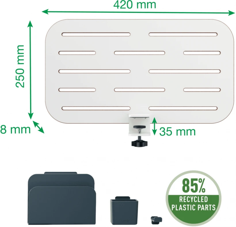 Organizer Leitz Ergo mocowany do biurka, 420x250x35 mm, biały