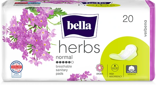 Podpaski Bella Herbs Verbena, Normal, ze skrzydełkami, 20 sztuk