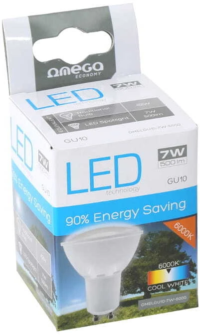 Żarówka Led Omega Spotlight, 7W, GU10, zimny, biały