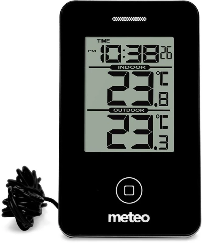 Stacja pogodowa Meteo SP50, z termometrem i zegarem, czarno-srebrny