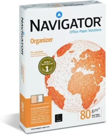 Papier do drukarki Navigator Organizer, A4, 80g/m2, 4 dziurki, 500 arkuszy, biały