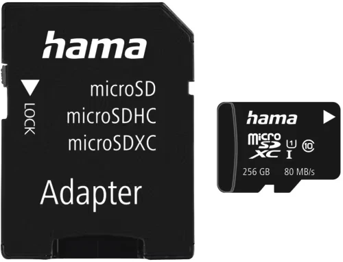 Karta pamięci Hama Micro SDXC, 256 GB+ SD Adapter C10, 80MB/s