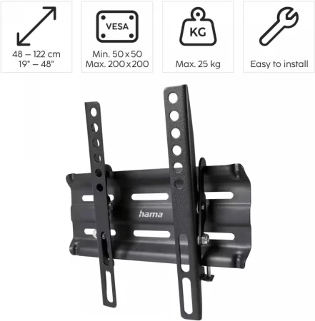 Uchwyt do telewizora Hama, 19-48", do 25kg, Vesa 200x200mm, czarny