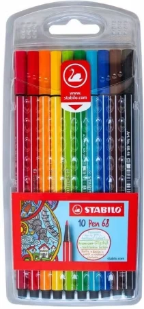 Pisaki Stabilo Pen 6810/PL, okrągła, 1mm, etui, 10 sztuk, mix kolorów