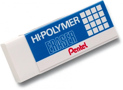 Niezawodna gumka ołówkowa Pentel ZEH Hi-Polymer biała (35x16x11.5mm)