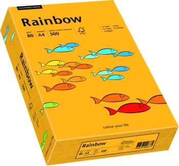 Papier kolorowy Rainbow, A4, 80g/m2, 500 arkuszy, jasny pomarańczowy (R22)