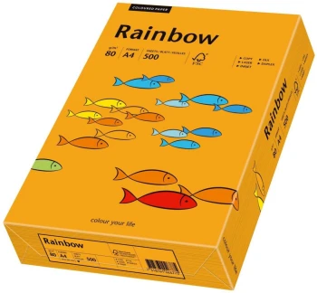 Papier kolorowy Rainbow, A4, 80g/m2, 500 arkuszy, pomarańczowy (R24)