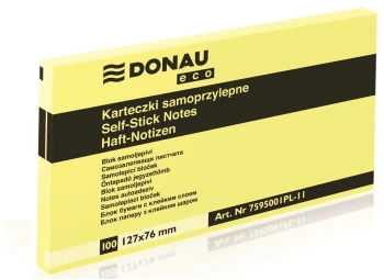 Karteczki samoprzylepne Donau Eco, 127x76mm, 100 karteczek, jasnożółty