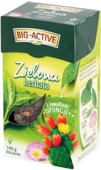 Herbata zielona smakowa liściasta Big-Active, z kawałkami opuncji, 100g