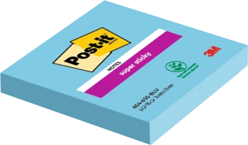 Karteczki samoprzylepne Post-it Super Sticky, 76x76 mm, 90 karteczek, błękitny