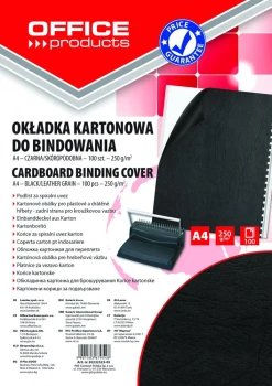 Okładki do bindowania Office Products, A4, 250g/m2, skóropodobne, 100 sztuk, czarny