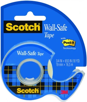 Taśma klejąca Scotch Wall-Safe, bezpieczna dla ścian, 19mmx16.5m, przezroczysty