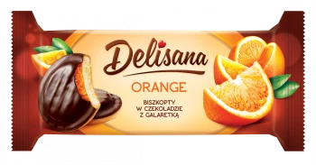Biszkopty w czekoladzie Delicpol Delisana, z galaretką pomarańczową, 135g