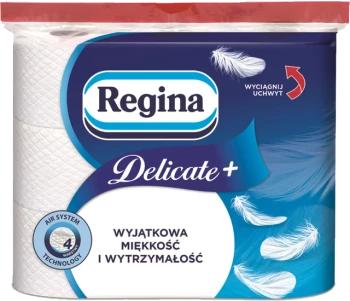 Papier toaletowy Regina Delicate+, 4-warstwowy, 9 rolek, biały