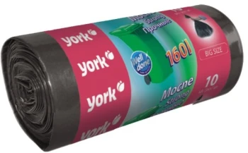 Worki na śmieci mocne York, 160l, 122x89cm, 10 sztuk, czarny