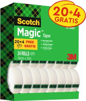 Taśma klejąca Scotch Magic 810 (8-1933R24TPR),19mmx33m, 24 sztuki (20+ 4 gratis), przezroczysty matowy