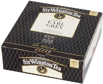 Herbata Earl Grey czarna aromatyzowana w torebkach Sir Winston Royal, 100 sztuk x 1.75g