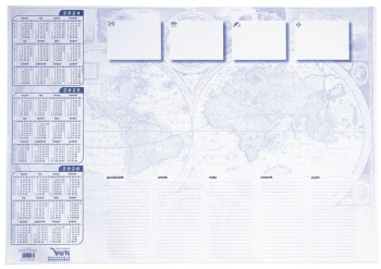 Podkład na biurko Warta, z kalendarzem, terminarzem i mapą, 590x413mm
