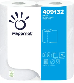 Ręcznik papierowy kuchenny Papernet, 2-warstwowy, w roli, 2x10.34m, 2 rolki, biały