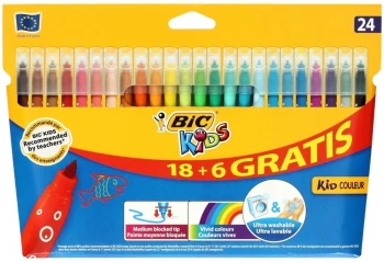 Flamastry Bic Kids Kid Couleur, 2.8mm, 18+6 sztuk, mix kolorów